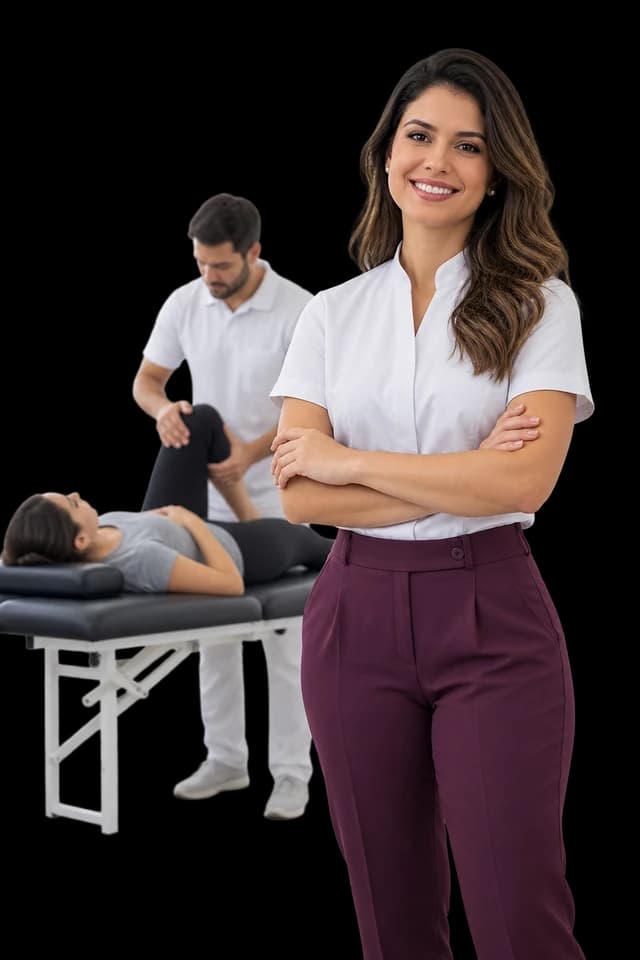 Fisioterapeuta em um ambiente de atendimento